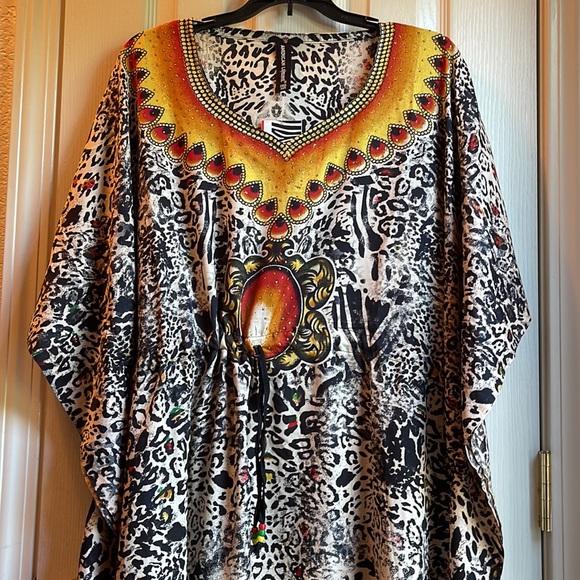NWT AMERICAN LEISURE JUNGLE PRINT CAFTAN ONE SIZE - Picture 10 of 10